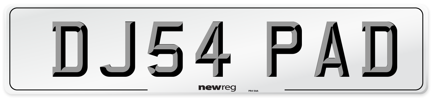 DJ54 PAD Number Plate from New Reg